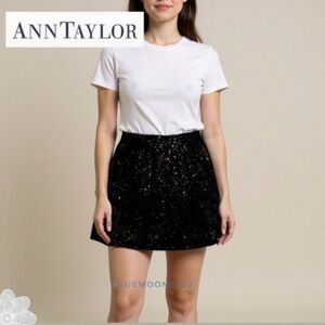 Ann Taylor Sparkling Black Mini Skirt NWT 4
